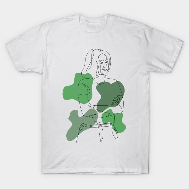 Line continuous art of a woman T-Shirt by opiro